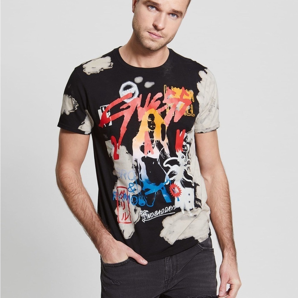 New GUESS Slim fit Graphic Tee SZ S - Picture 1 of 12
